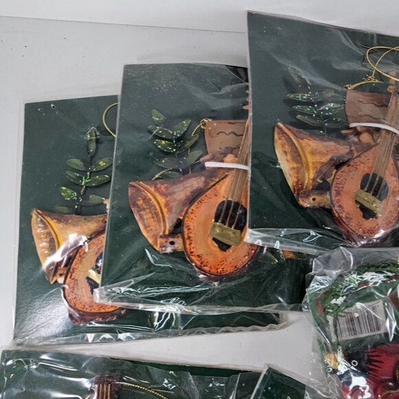 Musical Instrument Christmas Ornaments Set Of 10 Metal Cardinal Bird Lot - Picture 4 of 11